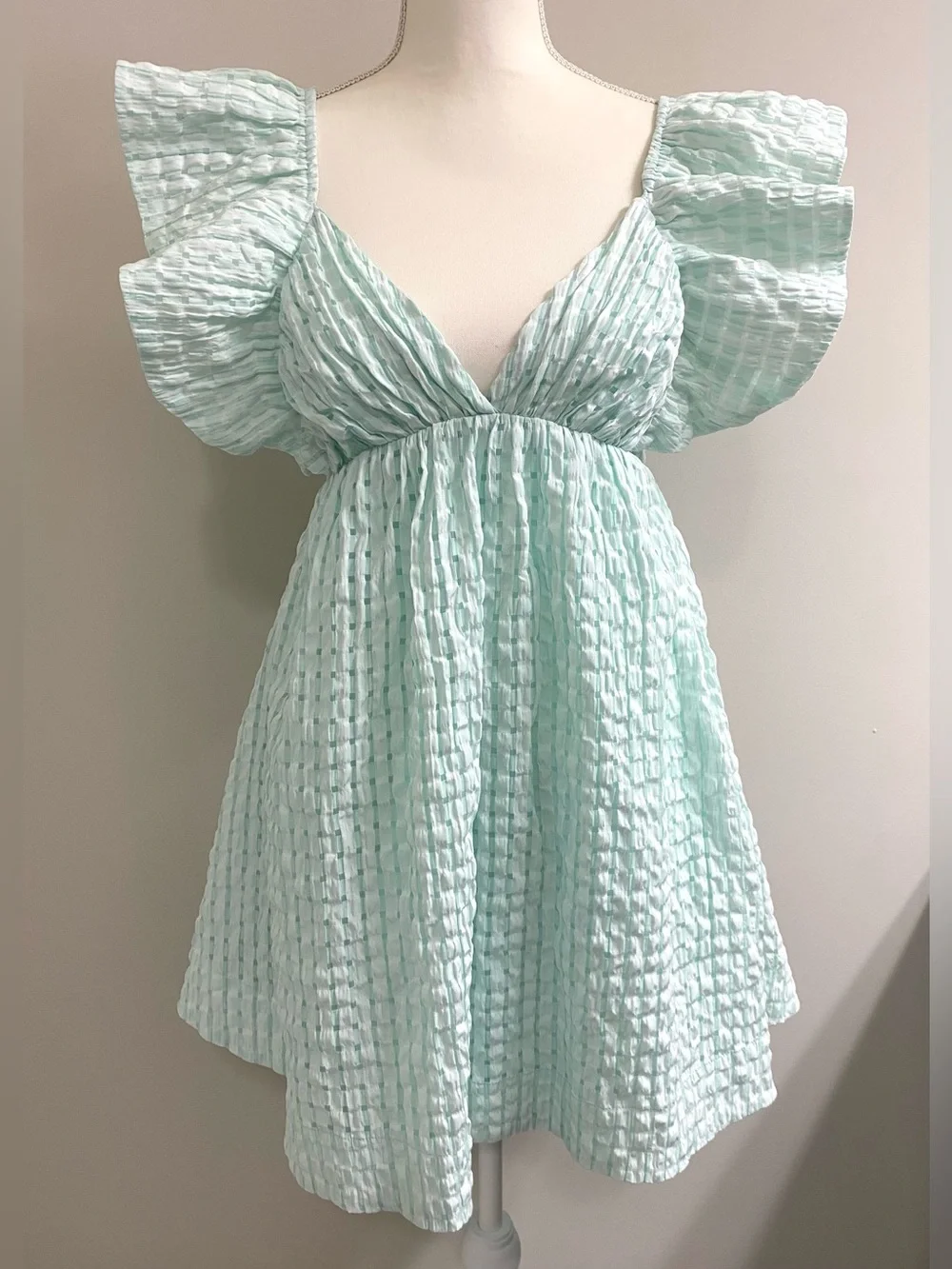 Day+Moon Womens M Mint Green Ruffle Dress Boho Summer Coastal Preppy Cottagecore